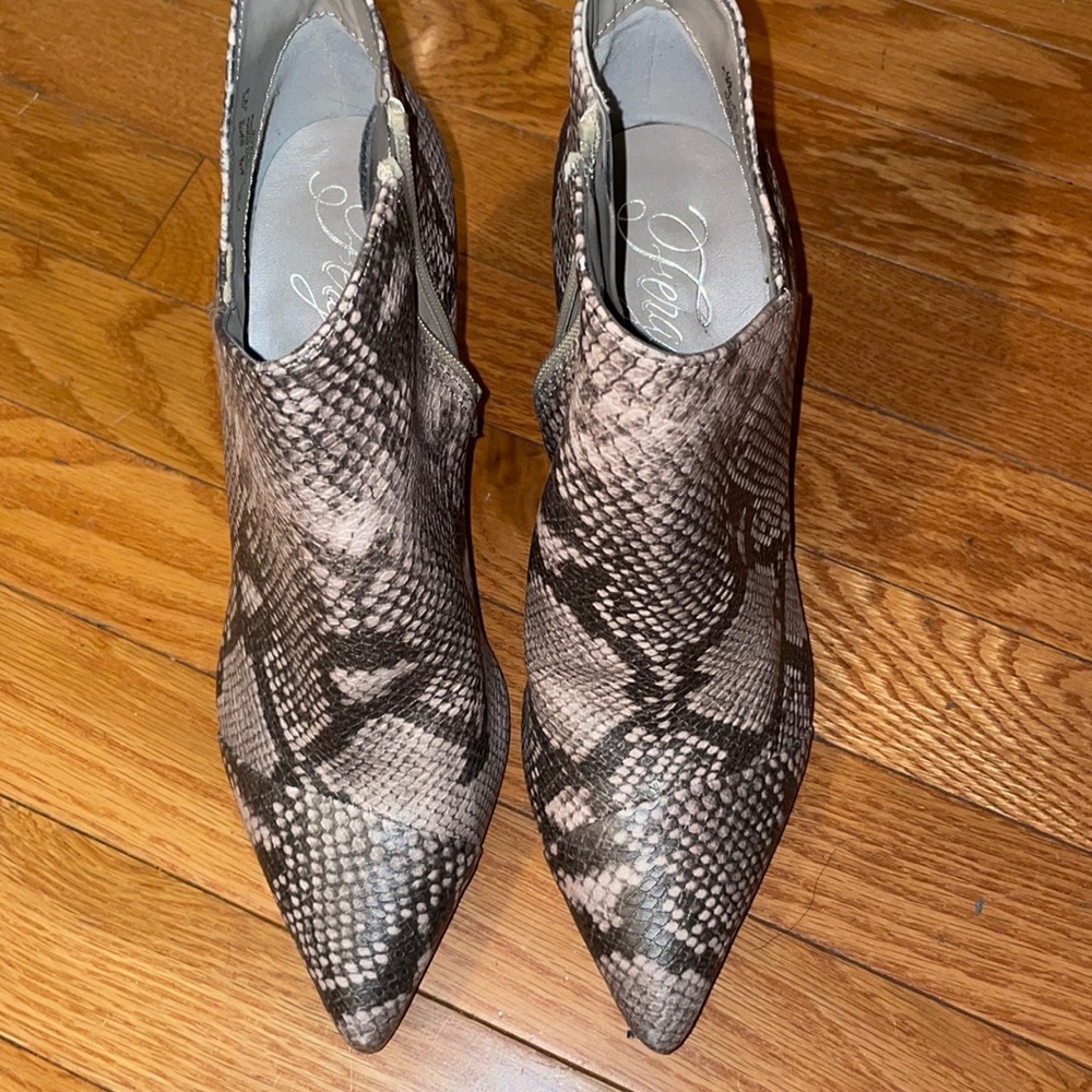 faux snake skin booties